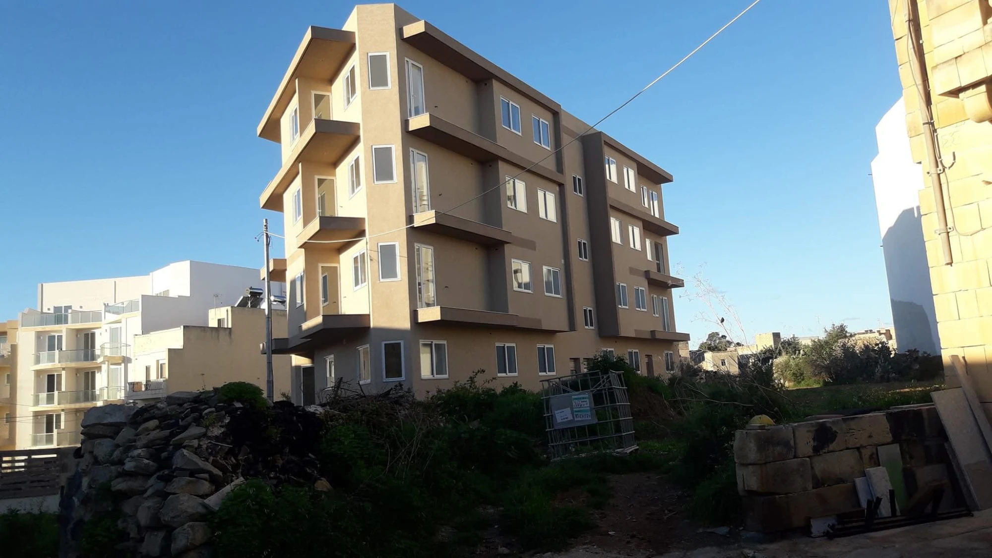 Completed apartment block, Malta