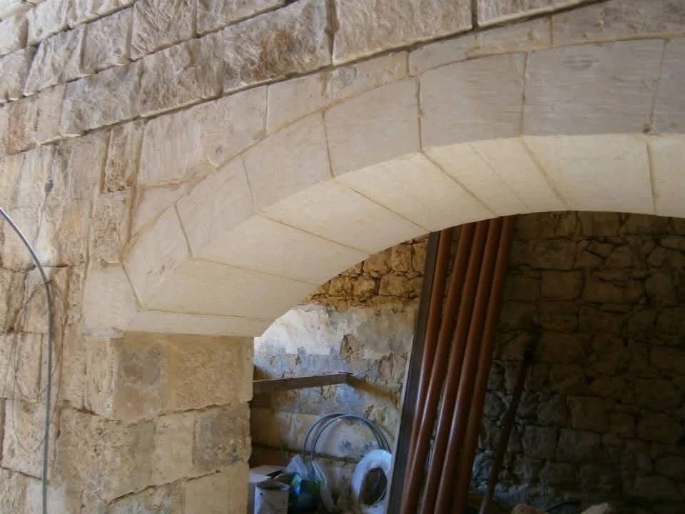 Traditional Maltese stone arch vault close-up